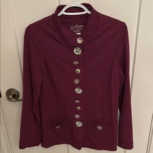 Neon Buddha Purple button front designed in Canada 🇨🇦 stretchy jacket, size S